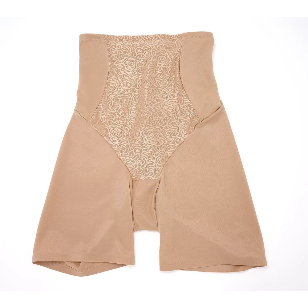 Breezies Wild Rose High Waisted Tummy Shaper Long Line Short Warm Beige Medium
